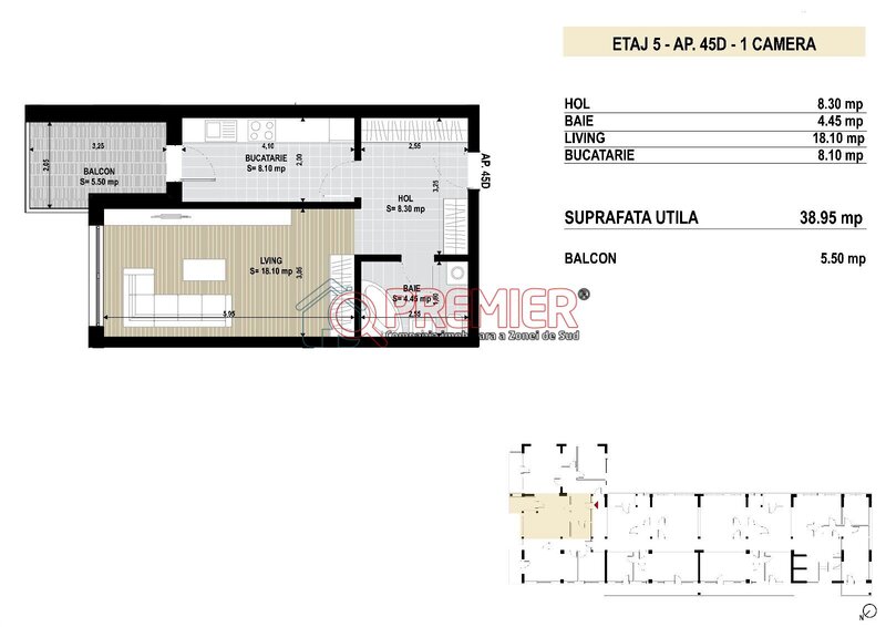 Berceni - Grand Arena garsoniera decomandata